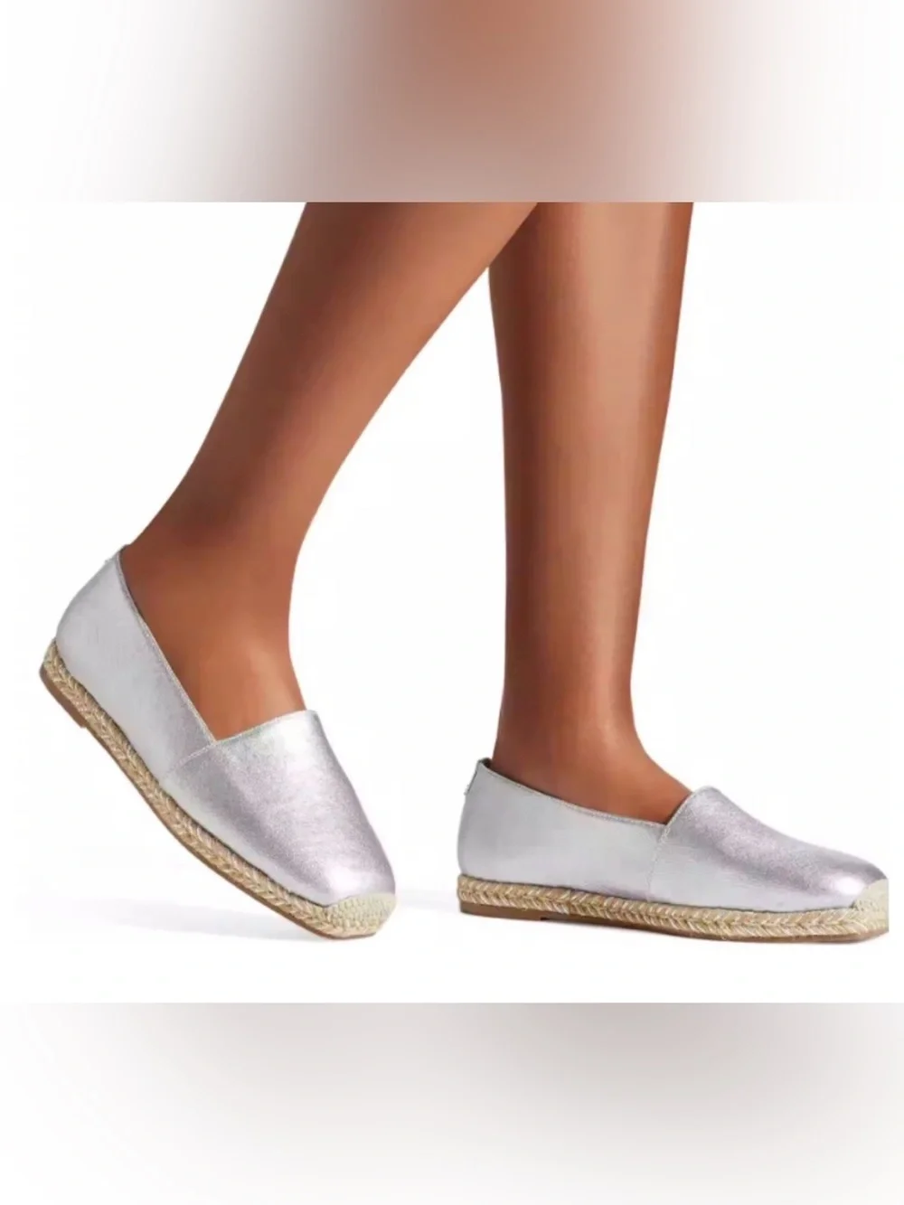 Stuart Weitzman Jute Silver  Flat Espadrille Size 9